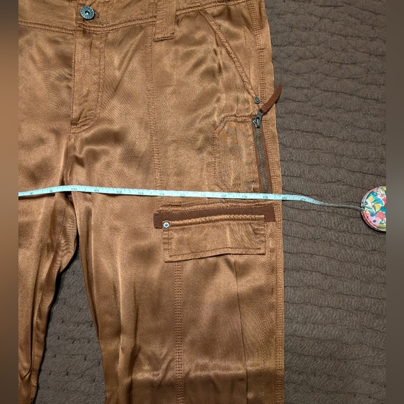 Satin Cargo Joggers in Chocolate Brown - Picture 9 of 11